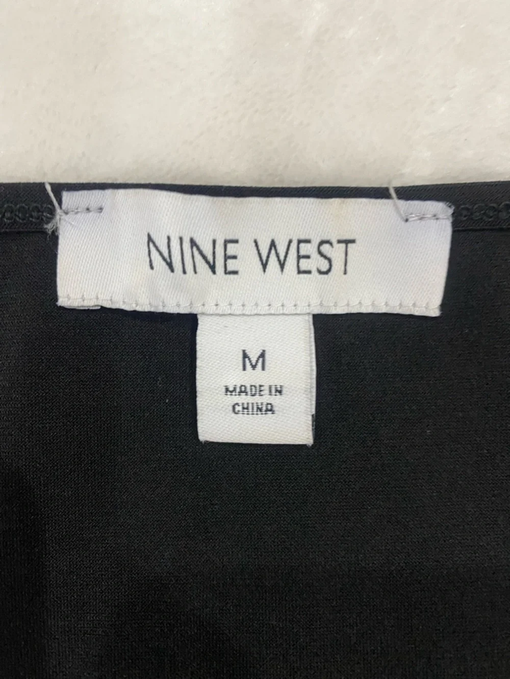 NINE WEST Black Cold-Shoulder Top with Gold Ring Accents. Size M - Picture 6 of 8